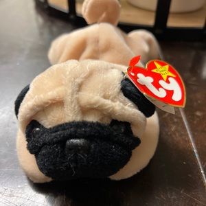 TY Beanie Baby - PUGSLY the Pug Dog (8 inch) - MWMT's Stuffed Animal Toy.
